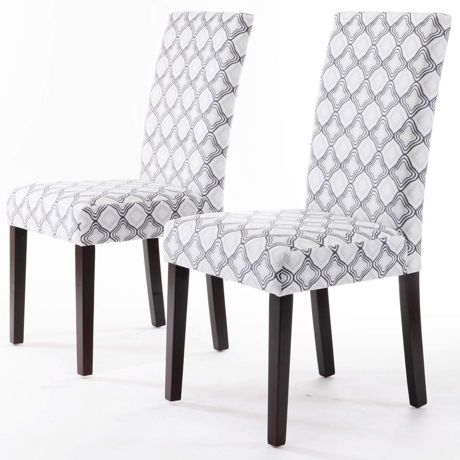 DininL Fur Dining Chair Kitchen Chairs Set of 2 Modern Dining Room Side Chairs Fabric Cushion Seat Back with Nailhead Trim (Flowers) - Chairs