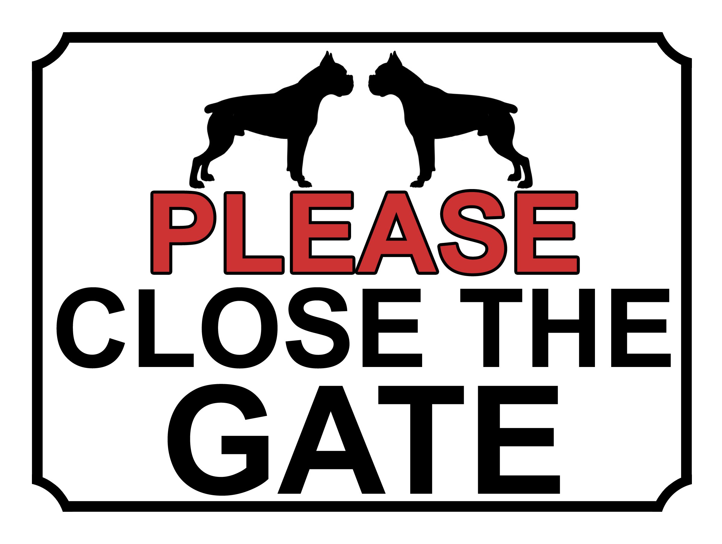 SHAWPRINT PLEASE CLOSE THE GATE DOG THEME METAL SIGN 267MM X 200MM (457H1L) LARGE 10" X 8"