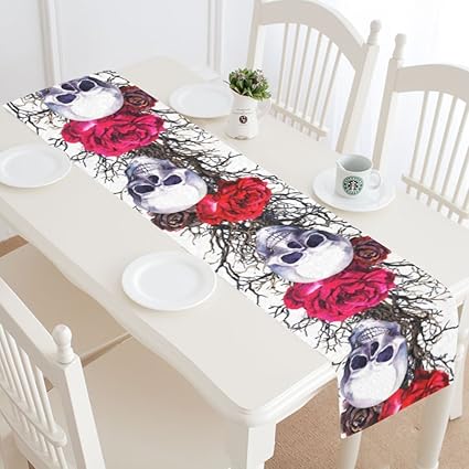 Buy Interestprint Sugar Skull Roses Table Runner Home Decor 14 X