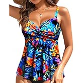 Women's Underwire Tankini Top Only- Twist V Neck Swimsuit Top Flowy Bathing Suit Top No Bottom 2025