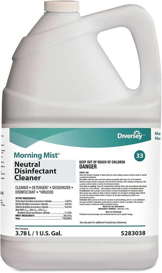 Amazon Com Diversey 538 Morning Mist Neutral Disinfectant Cleaner Fresh Scent 1gal Bottle Health Personal Care