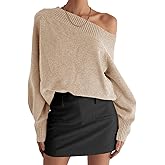 Saodimallsu Womens Off The Shoulder Sweater Long Sleeve Boat Neck Pullover 2025 Casual Trendy Loose Knit Tops