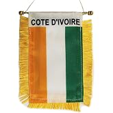 Ivory Coast (Cote d'Ivoire) Fringed Rear-View Mirror Window Hanging Flag with Suction Cup