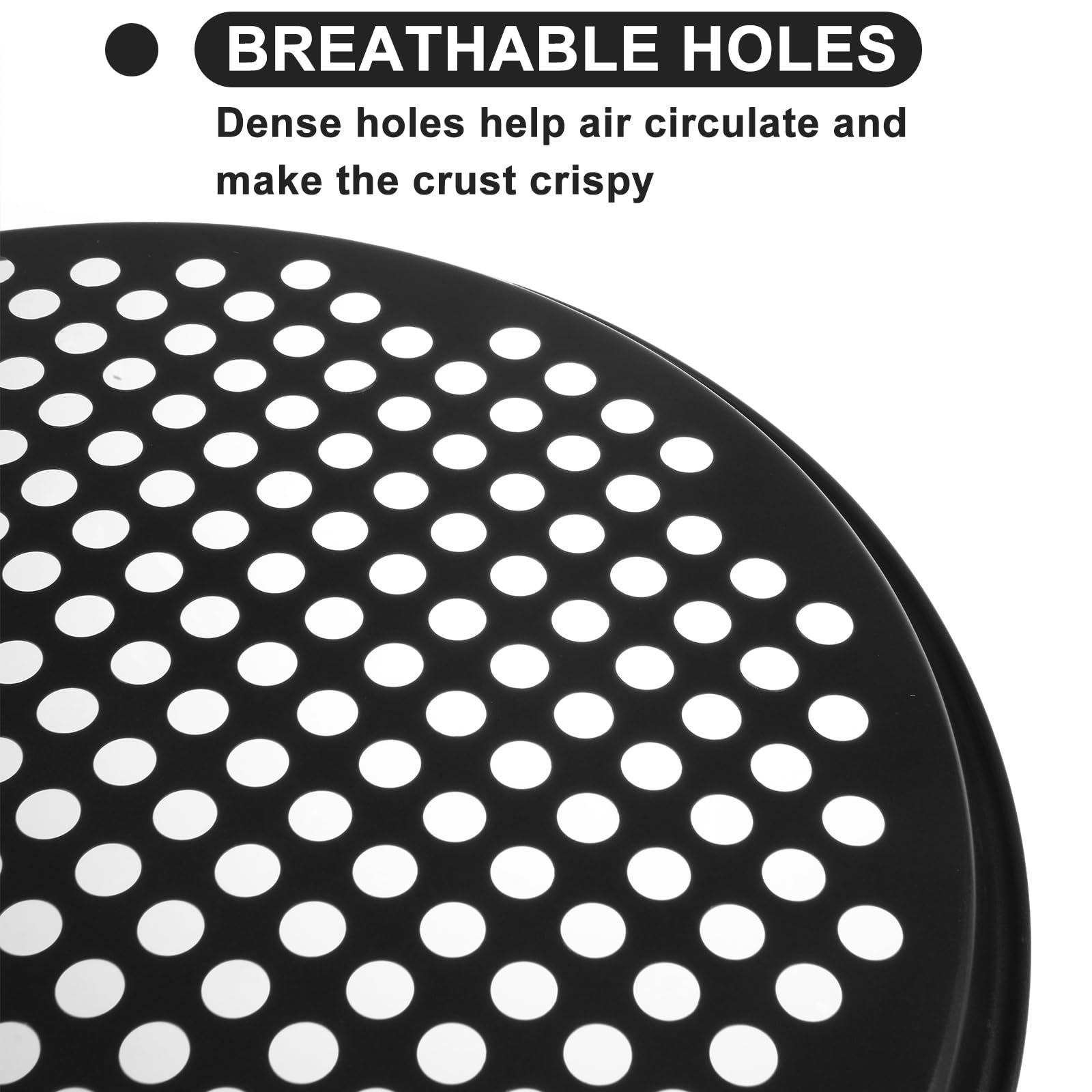 AKOLAFE 6 Pack 12 Inch Pizza Pan for Oven Round Pizza Pan with Holes Large Pizza Tray Set Carbon Steel Non Stick Pizza Plates Perforated Pizza Baking Sheet Personal Metal Platter for Grilling, Cooking