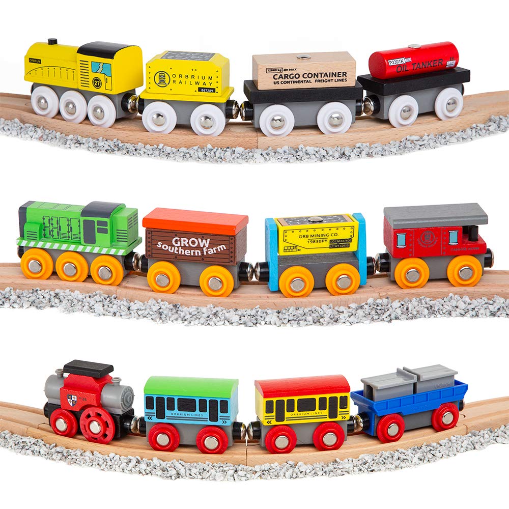 orbrium toys 52 pcs deluxe wooden train set