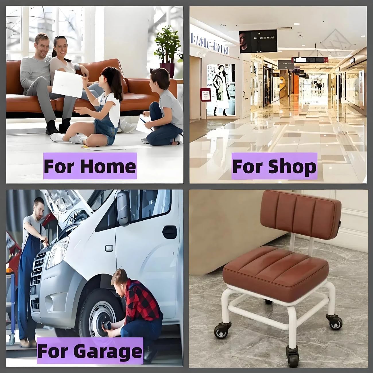 Condition photo showing New/Like New for wrist-b low rolling stool with back support roller seats, roller chair pu leather low stool with whe