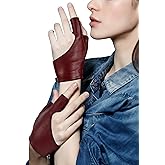 FIORETTO Womens Fingerless Leather Gloves Unlined Leather Driving Gloves Dancing Performance Punk Half Finger Gloves 160005