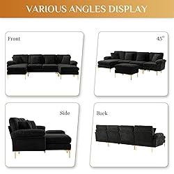 Wrofly U-Shaped Sectional Sofa Couch, 114" Comfy