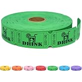 ESSENTIAL 1000 Raffle Tickets Rolls, Drink Tickets Single Roll | for Events, Leisure, Movie Watching, Entertainment, Class Reward &amp; Prizes (Green - 5 Color Selection)