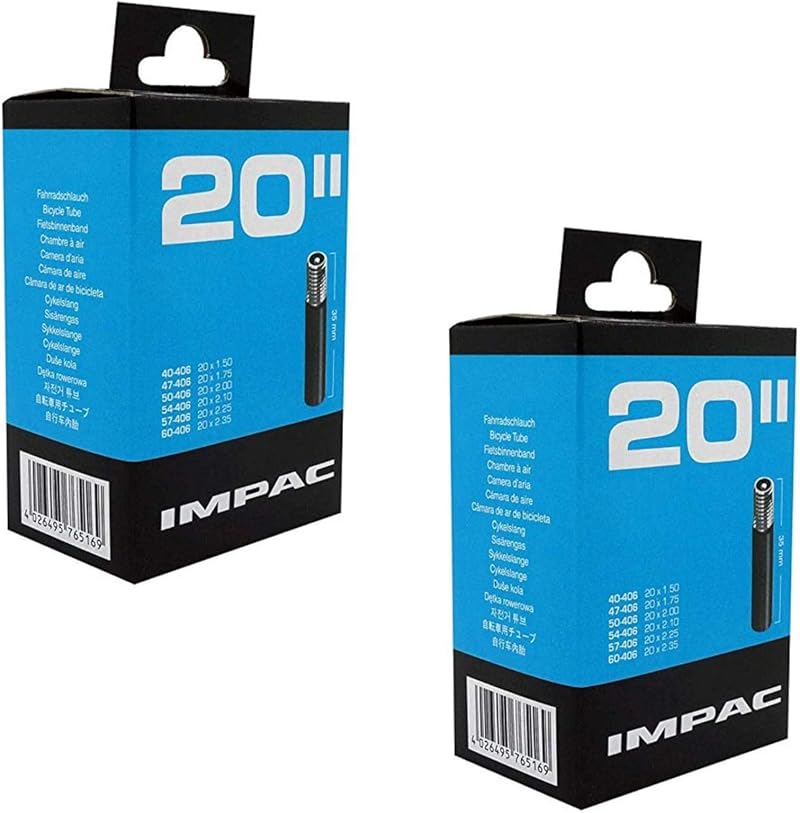 Impac 2 Pack 20" Inner Tubes Schrader Valve 406 40-60 BMX Kids Bikes
