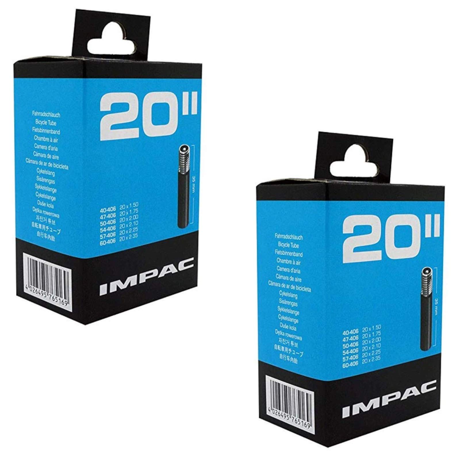 Impac 2pk Cycle Tubes 20" - Schrader Valve - 20 x 1.50-2.35 (406 40-60) - BMK Bikes/Kids Bikes