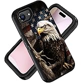 ZXHSBROK Designed for iPhone 16e Case, Military Grade Heavy Duty 3-Layer Shockproof Drop Phone Protective Cover for iPhone 16e (2025) 6.1 inch, Patriotic American Flag Bald Eagle