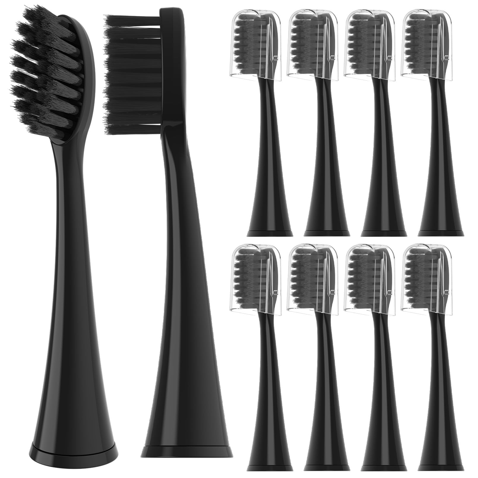 Photo 1 of 10 Pack Replacement Toothbrush Heads Compatible with Burst Electric Toothbrush, YMPBO Toothbrush Heads for Burst Sonic Toothbrush, Deep Cleaning Bristle Design, Black