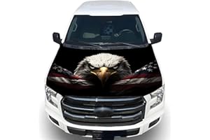 Tobethay American Car Hood Cover - 59x51 in Car Hood Cover Eagle Flag Bonnet Banner with 2 Adjustable Triangular Fasteners, Universal Fit for Trucks, SUV