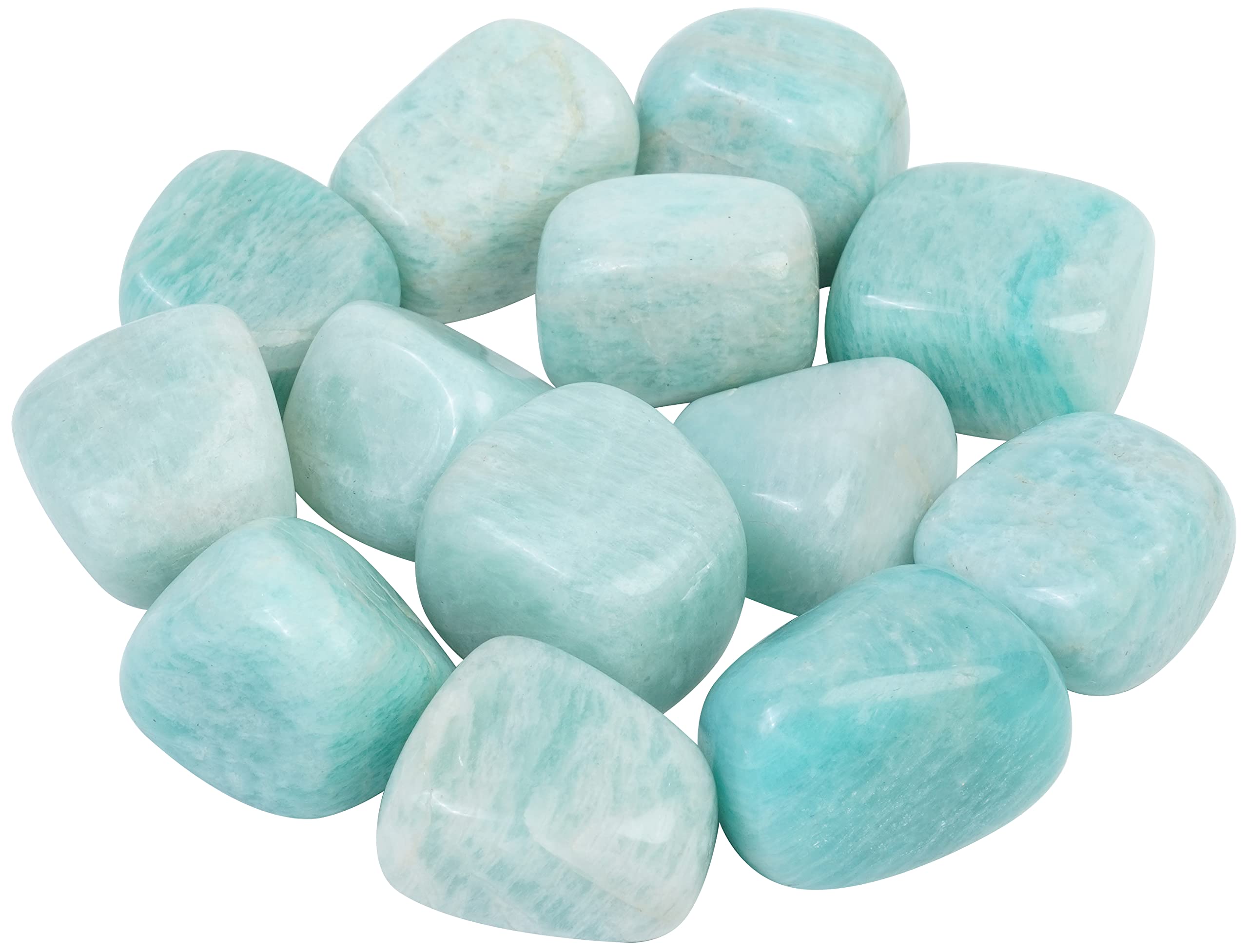 Crocon® Amazonite tumbled stones and crystals bulk 13 pieces set for chakra Reiki Crystals polished stones gemstones and crystals tumble for gifts