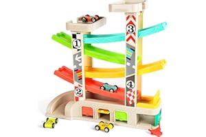 TOP BRIGHT Car Ramp Toys, Race Track Car Toy for Toddler Age 2-4 Year Old Boy with 4 Cars, Parking Lot & Gas Station, Toddler Toys for 2 Year Old Boy Toys, for 3 Year Old Boy