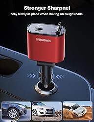 【Upgraded】 SUPERONE Retractable Car Charger 4