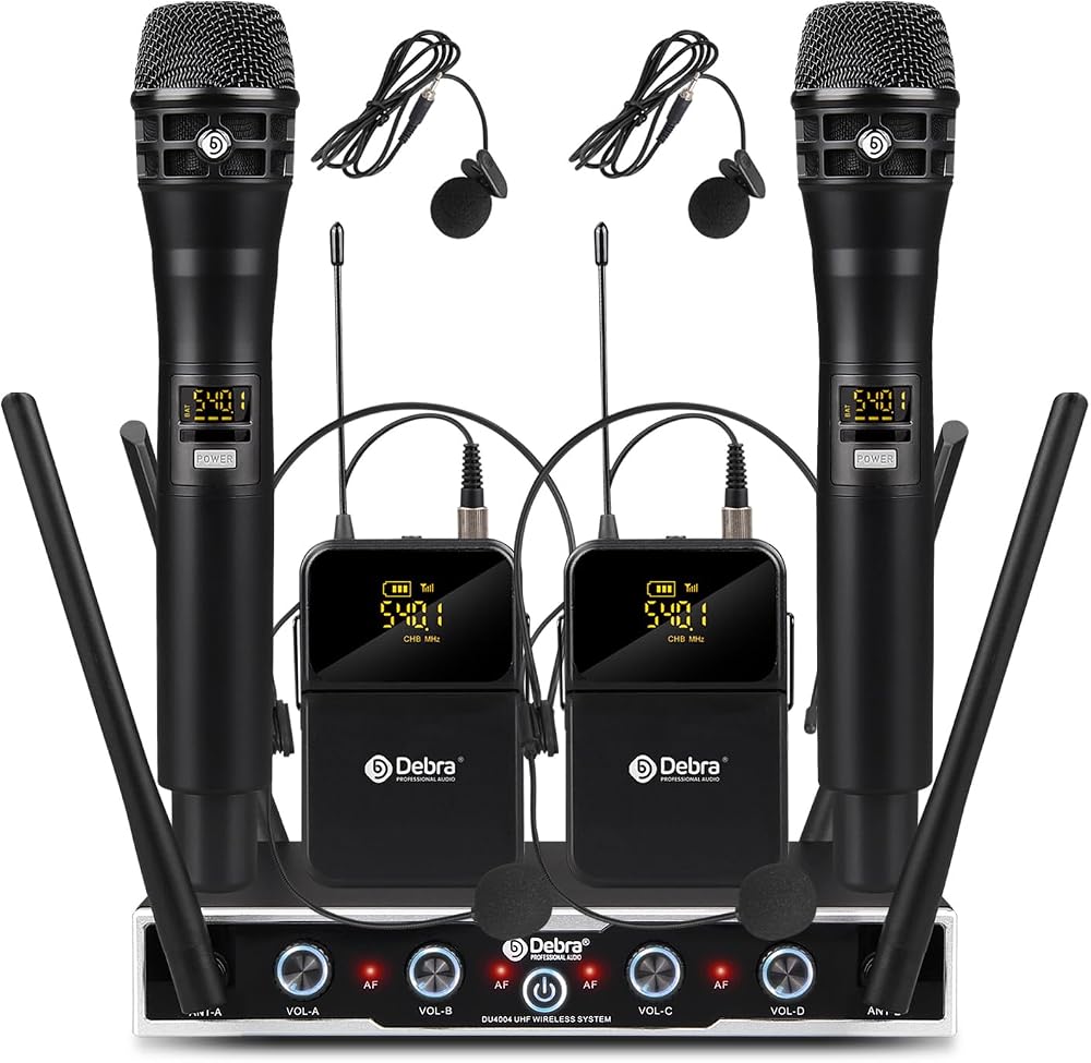 D Debra UHF Wireless Mic System 4x16 Channels Bodypack Headset Lavalier