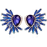 TRWWELL Vintage Rhinestone Statement Earrings Retro Fancy Big Crystal Cluster Drop Dangle Earrings for Women Prom