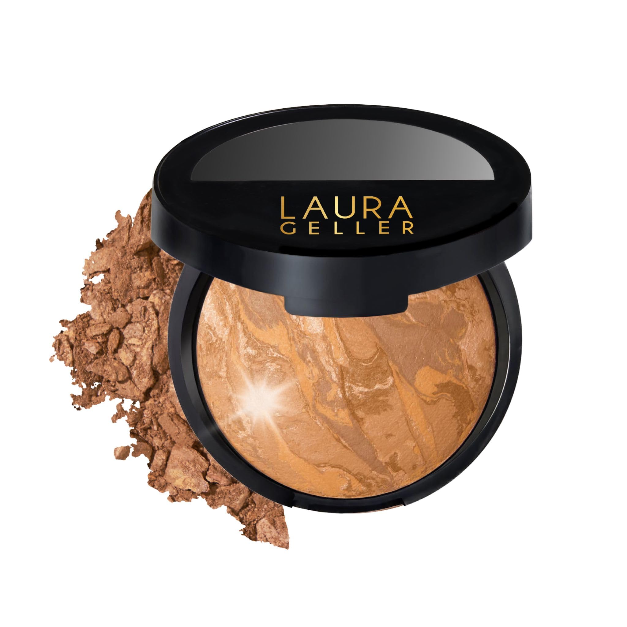 LAURA GELLER Baked Balance-n-Glow Illuminating Powder Foundation (Sand) Buildable Sheer to Light Coverage Baked Foundation, Satin Finish
