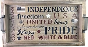 Wooden Serving Tray Memorial Day Fourth of July Decoration Patio Outdoor Furniture Decor Patriotic Decorations