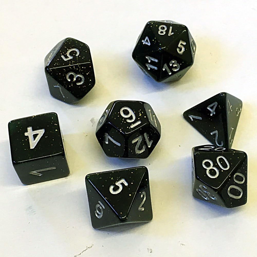Galaxy Dark Glitter Poly Dice (Dark GREEN)