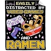 Easily Distracted by Video Games and Ramen Blanket Game Blanket Ramen Gift Video Game Gifts Lightweight Soft Flannel Fleece Throw Blankets for Couch Bed Sofa Small-Kid (50"X40")