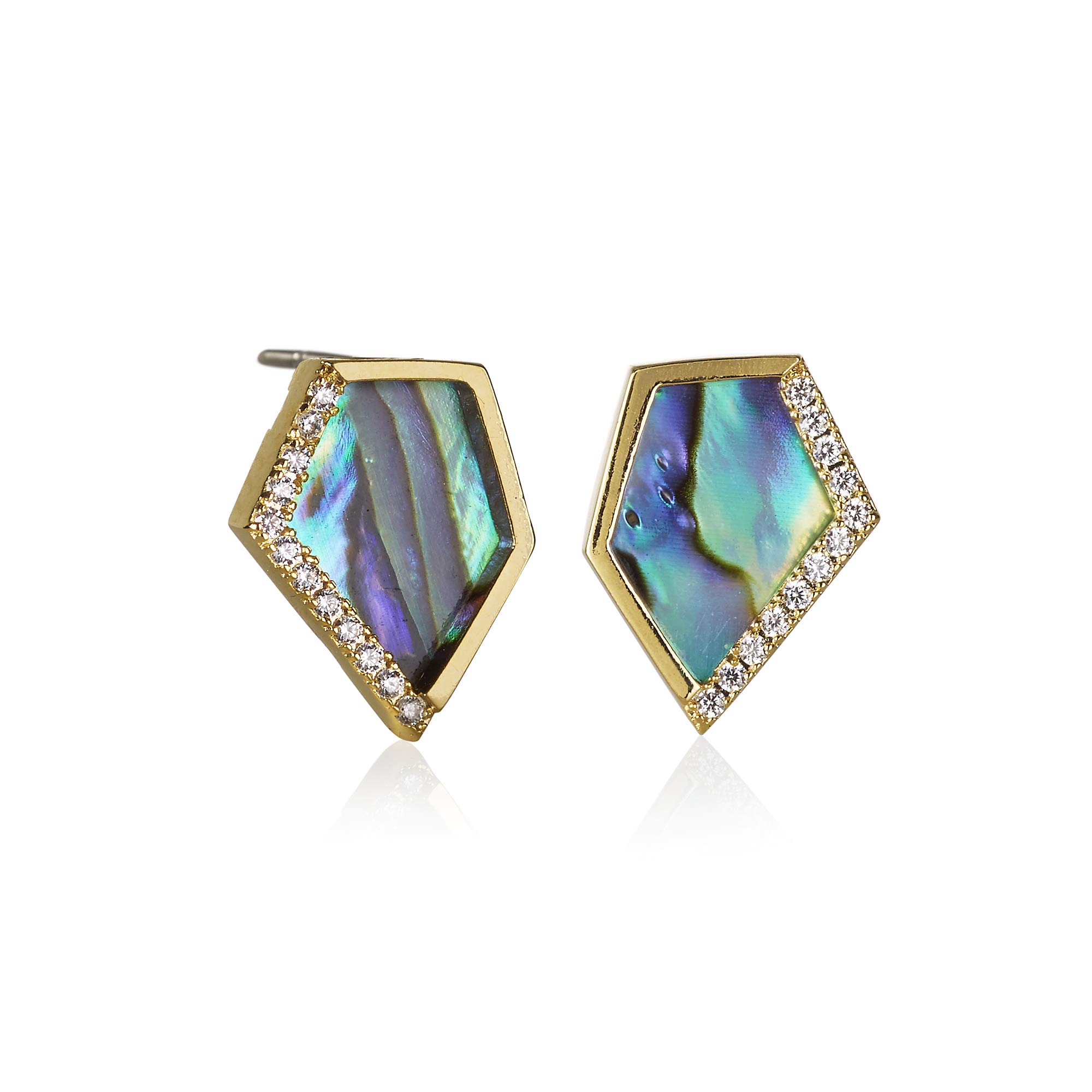 Namana Abalone Shell Stud Earrings for Women. Dainty Gold Earrings with Created Abalone Mother of Pearl. Lead-Free and Nickel Free Earrings for Women