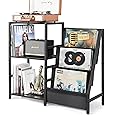 Bikoney Record Player Stand, Turntable Stand with 3-Tier Vinyl Record Storage, Record Player Table Up to 200 Albums, End Table for Vinyl Records, Vinyl Record Holder