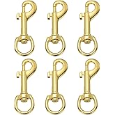 PATIKIL 6Pcs Flag Swivel Snap Clips, 2.7 Inch Heavy Duty Alloy Flag Pole Snaps Hooks Stainless Flagpole Accessories for Rope Hardware Key Chain Leash Leather Craft, Gold Tone