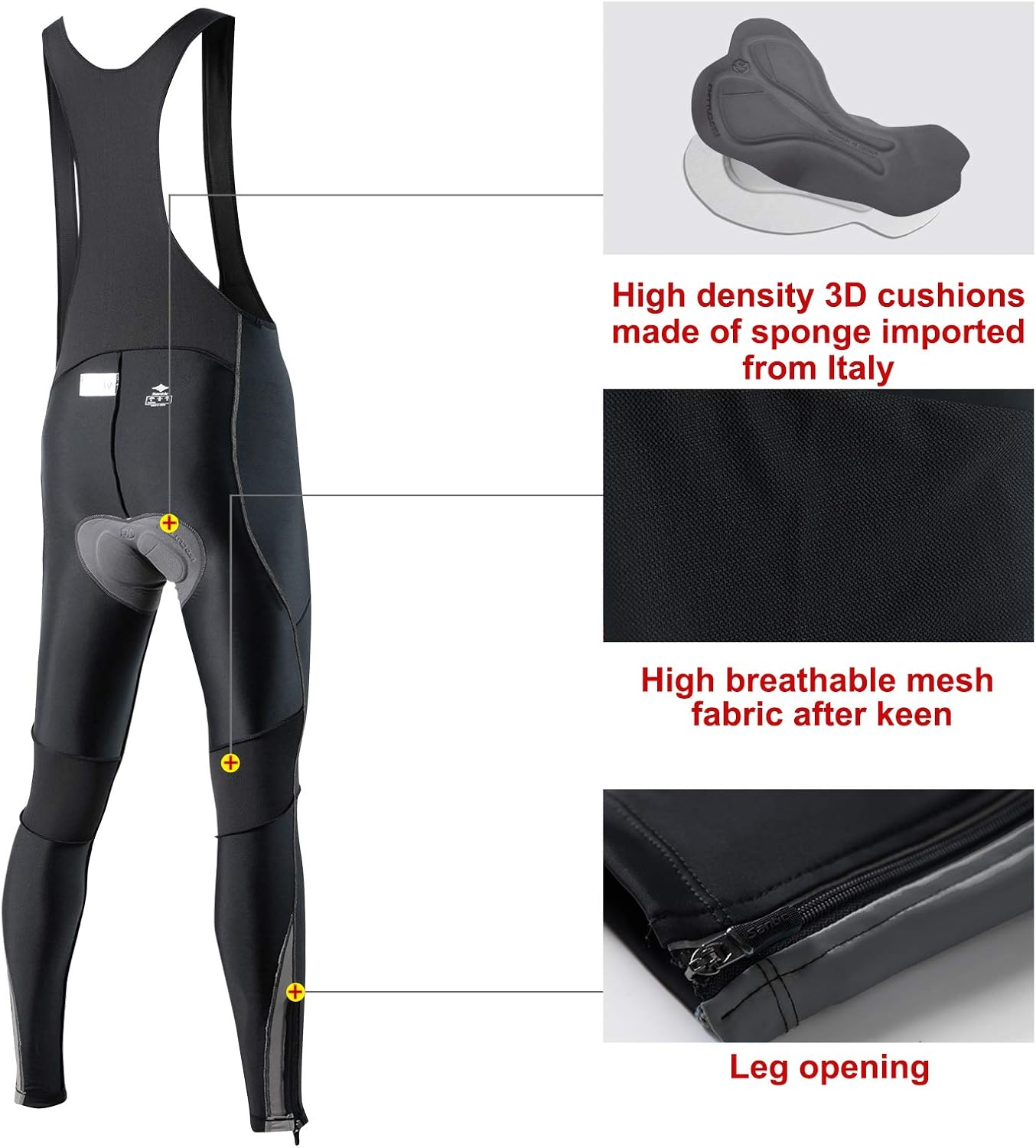 Santic Cycling Bibs Pants Mens Long Tights 3D Padded Bike Legging: Clothing