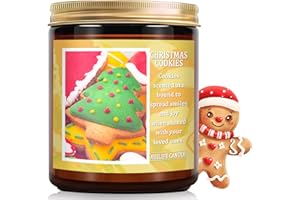 AUELIFE Christmas Candle | Christmas Cookies Candle Scents of Merry Cookie Dough Sugar Cookies for Santa Holiday, Christmas Scented Candles for Home - 7 oz Aromatherapy Jar Candles, Gift for Women and Men