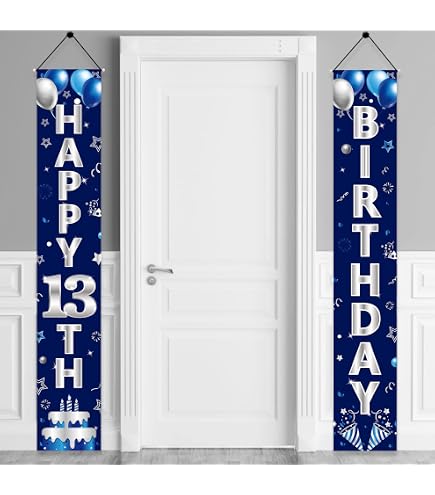 Happy 13th Birthday Door Banner - "Cheers To 13 Years" Gold Front Porch Sign, 70 Inches Tall - View #11