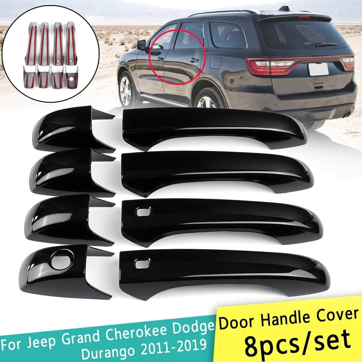 Car Styling Accessories 8pcs/Set Car Exterior Door Handle Cover Gloss Black For Jeep Grand Cherokee For Dodge Durango 2011-2019 (Color : Black)