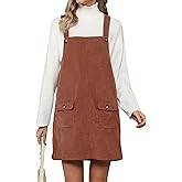 luvamia Corduroy Overall Dress for Women Adjustable Straps Casual Fashion Overalls Pinafore Short Dresses with Pockets
