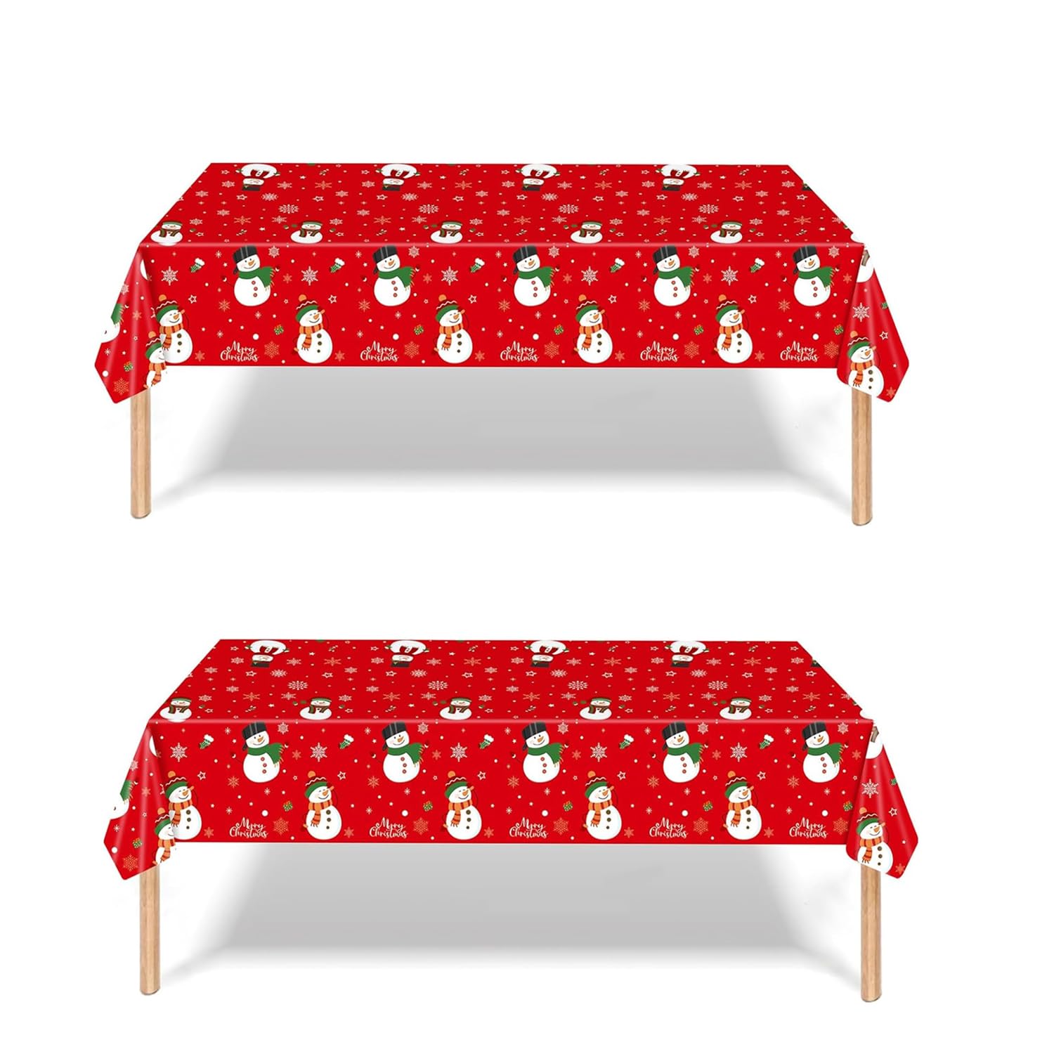 2 Pack Christmas Table Cloth Party,137x274cm Rectangle Large Plastic Red Tablecloth Snowman Party Tableware Decorations,Xmas Tablecovers Partys for Winter Holiday Xmas Partys Dinner Table Cloths