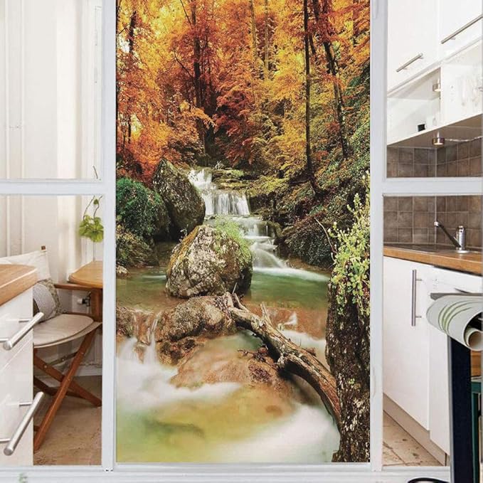 Decorative Window Film,No Glue Frosted Privacy Film,Stained