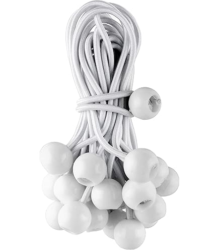 30-Pack 6-Inch White Ball Bungee Cords – Heavy Duty Tarp Ties, Elastic Shock Cords With Plastic Balls, For Camping, Travel & Outdoor