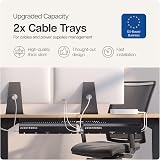 Desktronic Cable Duct Desk Black Set of 2 Stainless Steel 5 Cutouts view 2