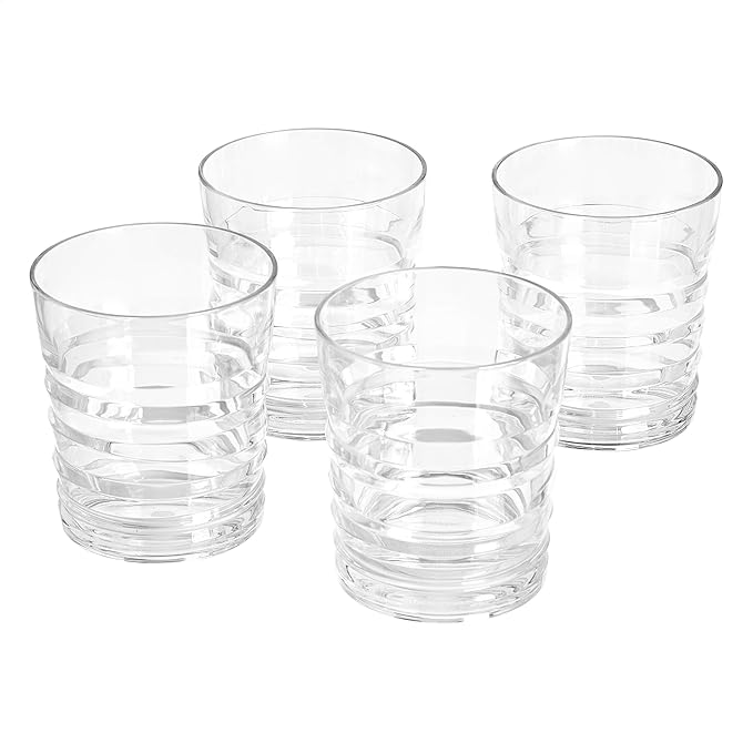 AmazonBasics Tritan Ribbed Highball Glasses 17Ounce