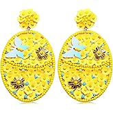 CEALXHENY Beaded Easter Earrings Handmade Easter Bunny Egg Earrings for Women Cute Spring Holiday Easter Rabbit Dangle Drop Earrings Jewelry Gifts