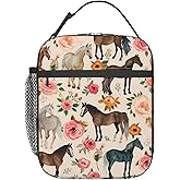 VANZEV Horse Lunch Box for Adults Women Girls Boys Kids Floral Animal Lunch Box Insulated Cooler Reusable Lunch Bag Container Gifts for Work Office Picnic Travel School