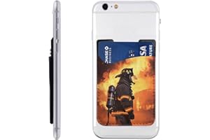 BWLHJKE Firefighter Fireman Flame Phone Wallet - Adhesive Credit Card Holder for Back of Phone Case, Leather ID Card Pouch - 