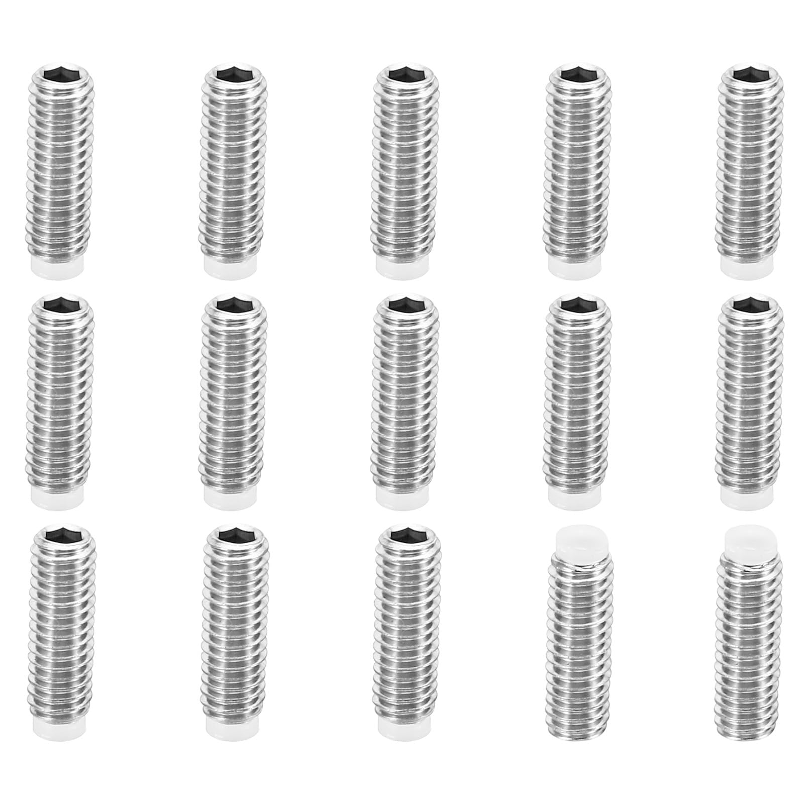 PATIKIL M4x12mm Nylon Tip Grub Screw, 15 Pack Metric Hex Socket Head Cup Point Anti Slip Set Screws Internal Hex Drive Hardware, 304 Stainless Steel