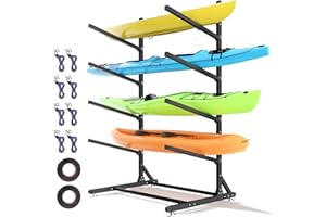 RDCMKL Freestanding Kayak Storage Rack, Heavy Duty Adjustable Stand for Kayaks, SUPs, Paddleboards, Canoes, Weatherproof