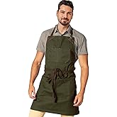 Under NY Sky Knife-Roll Forest Green Apron – Heavy-Duty Canvas, Leather Reinforcement – Adjustable for Men and Women – Pro Chef, Barbecue, Butcher, Bartender, Woodworker, Tool Aprons