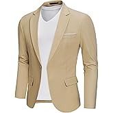 MrSure Men’s Linen Blazer, Lightweight Casual Sport Coats, Solid Slim Fit Suit Jacket for Daily