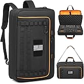 SLINRKE DJ Controller Case for DDJ-FLX4/ 200/400/SR2/REV1 Numark Party Mix 2/Mixtrack Platinum FX with 15.6" Laptop Compartment, DJ Controller Bag with Thick EVA Padding, Black+Orange