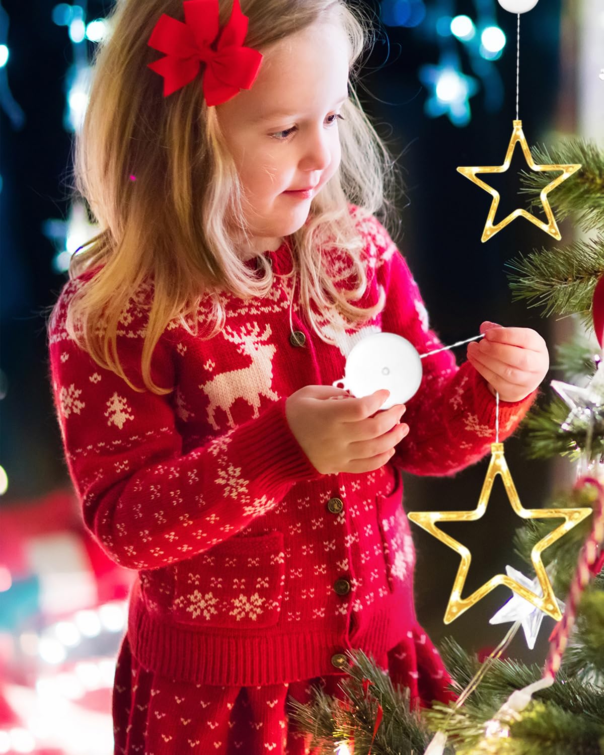 ONSTUY LED Stars Christmas Lights,3 Pack LED Christmas Window Lights,10 LEDs Christmas decorations with Timer for Window Decoration, Christmas Decoration, Balcony,Party,Wedding,Warm White, ON-WJX-3P