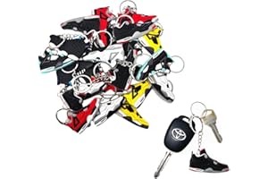 TSY TOOL 20 Pcs of Random Mini Retro Collectible 2D Sneaker Keychains – Rubber Shoe Key Chains for Party Favors, Goodie Bags, Collectors, Mystery Prizes & Sneakerhead Gifts